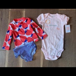 NWT Sz 6 Mo Carter’s Just One You Two Piece Bathing Suit  & Full of Happ…